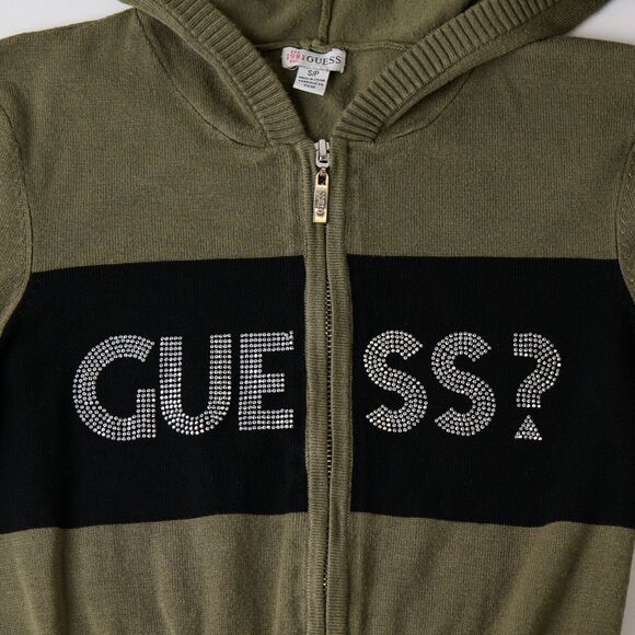 Y2K Guess Studded Hoodie Women Small Embellished Logo Vtg 2000s 90s Varsity Edge - Picture 6 of 9